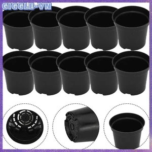 10 Chậu trồng cây bằng nhựa màu đen Nhiều kích cỡ Chậu hoa lớn Bộ 8 quả mạnh
