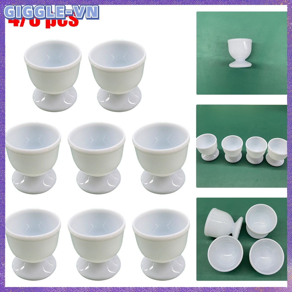 [GIGGLE] 4 / 8pc Hộp đựng trứng trắng Hộp đựng trứng luộc mềm cứng Cốc ăn sáng nhà bếp