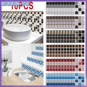 10 Miếng Dán Ngói Khảm Dính Phòng Tắm Nhà Bếp Decal Dán Tường Tự Dính