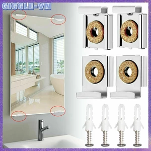 4 Bộ dụng cụ cố định treo tường gương Chrome không khung Kẹp treo móc treo