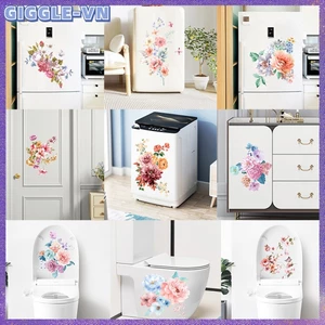 Nhãn dán tường hoa lãng mạn cho phòng tắm Ghế vệ sinh Tủ lạnh Decal