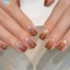 {Mới vào tháng 6} 24 Chiếc Màu Nâu Gradient Lấp Lánh Bấm Móng Tay Với Thạch Keo Và Móng Tay Tập Tin Ngọt Ngào