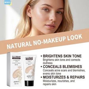 {Mới vào tháng 6} Kem bảo vệ định hình khuôn mặt Kem che khuyết điểm dưỡng ẩm SPF50 Tone Nhẹ