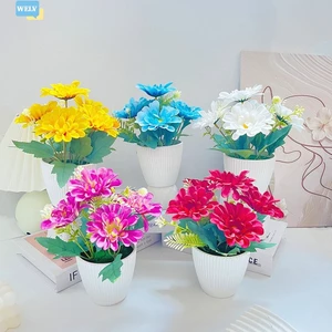 {Mới vào tháng 6} Cây trồng trong chậu hoa nhân tạo Trang trí nội thất Hoa giả để trang trí bàn làm việc