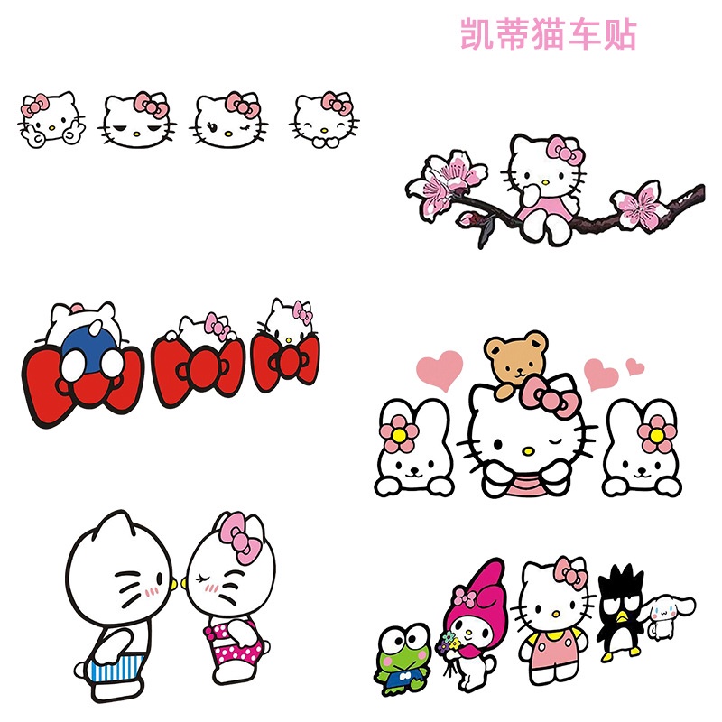 Nhãn Dán Trang Trí Xe Hơi Họa Tiết Mèo kitty Dễ Thương Chống Thấm Nước