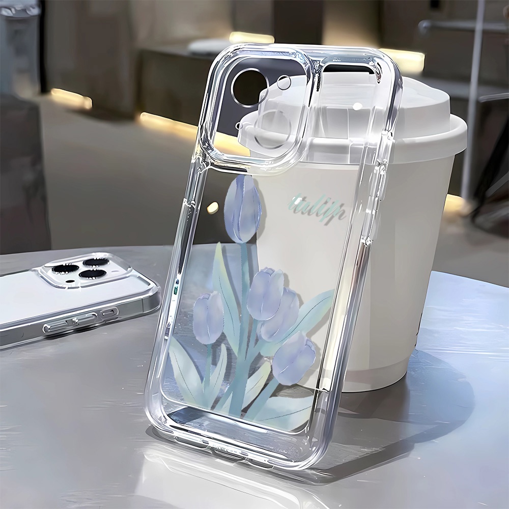 Ốp Điện Thoại Mềm Trong Suốt Hình Hoa Tulip Cho Iphone 11 13 14 7 8 Plus 12 13pro Max X Xs Max 7 8 Se 2020