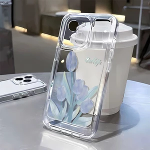 Ốp Điện Thoại Mềm Trong Suốt Hình Hoa Tulip Cho Iphone 11 13 14 7 8 Plus 12 13pro Max X Xs Max 7 8 Se 2020