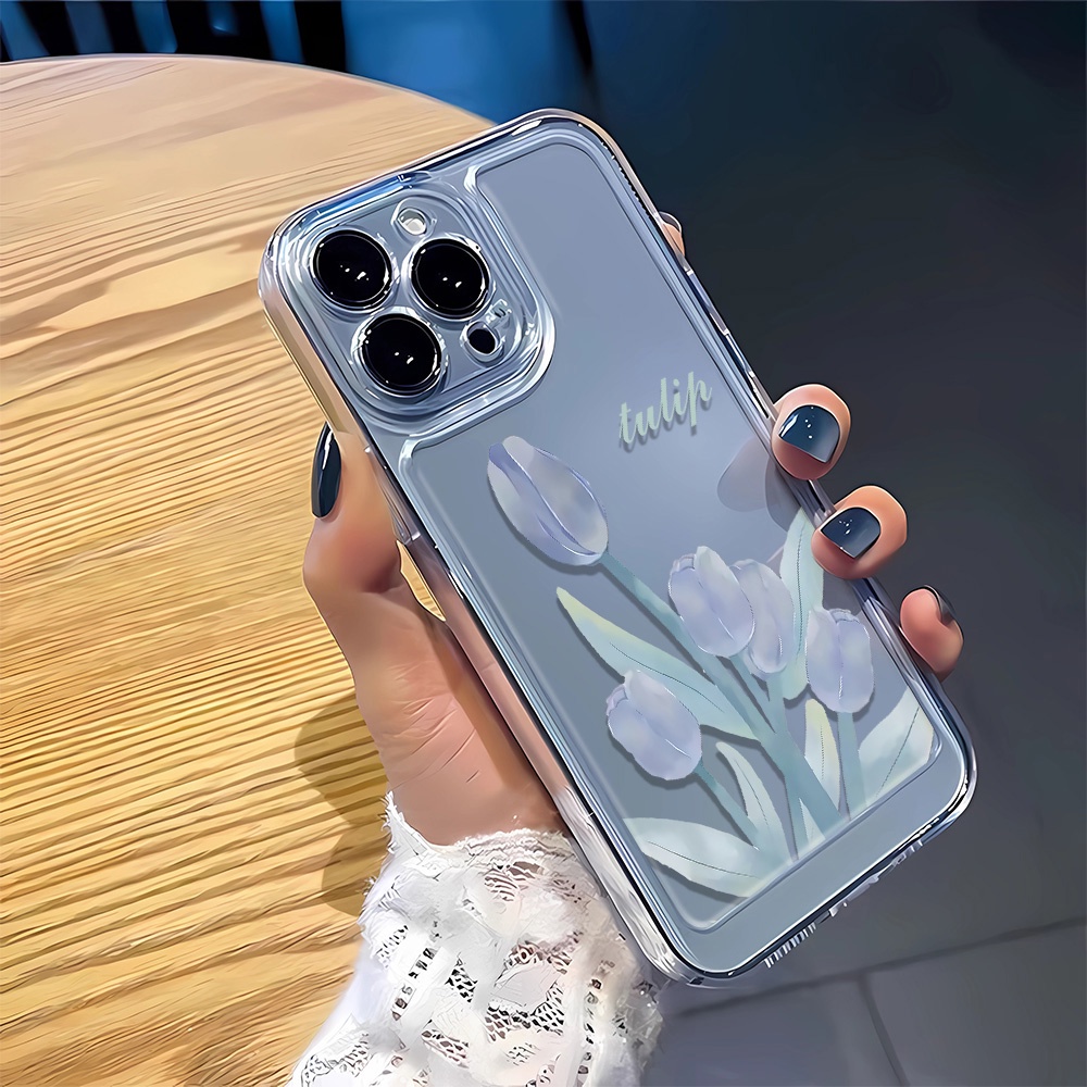Ốp Điện Thoại Mềm Trong Suốt Hình Hoa Tulip Cho Iphone 11 13 14 7 8 Plus 12 13pro Max X Xs Max 7 8 Se 2020