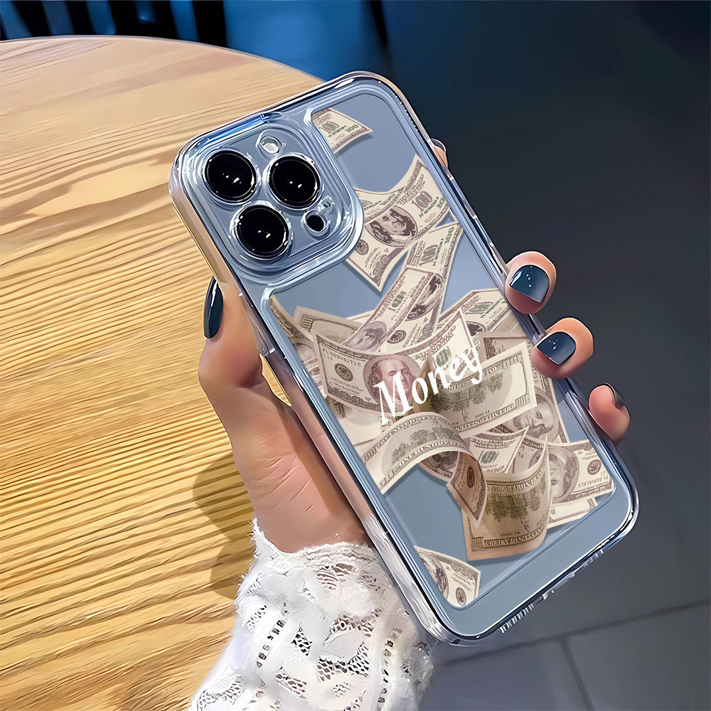 Tiền Giấy Trong Suốt Ốp Lưng Không Gian Iphone 16 11 13 14 7 8 Plus 12 13pro Max X Xs Max 7 8 Se 2020 Bìa Mềm
