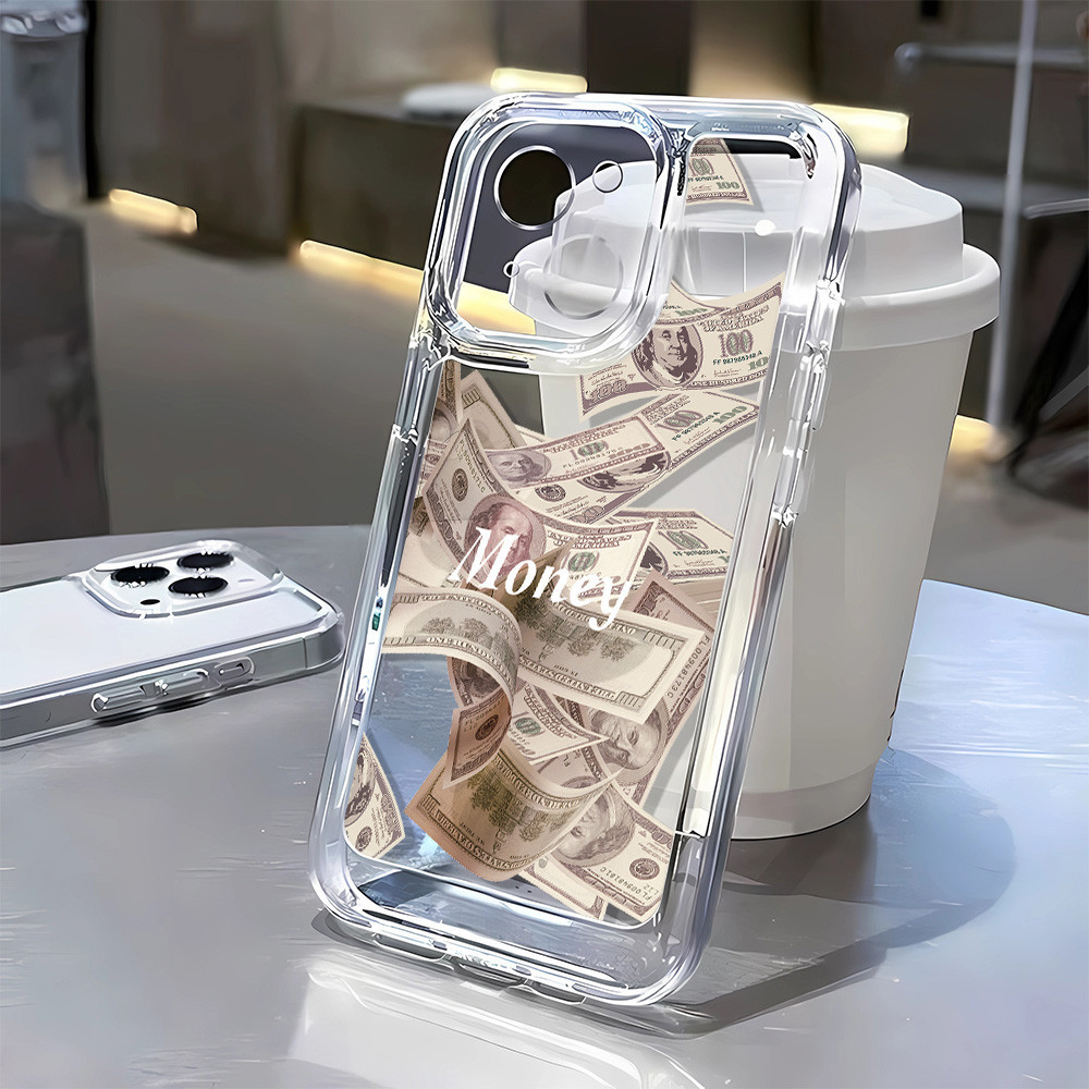 Tiền Giấy Trong Suốt Ốp Lưng Không Gian Iphone 16 11 13 14 7 8 Plus 12 13pro Max X Xs Max 7 8 Se 2020 Bìa Mềm