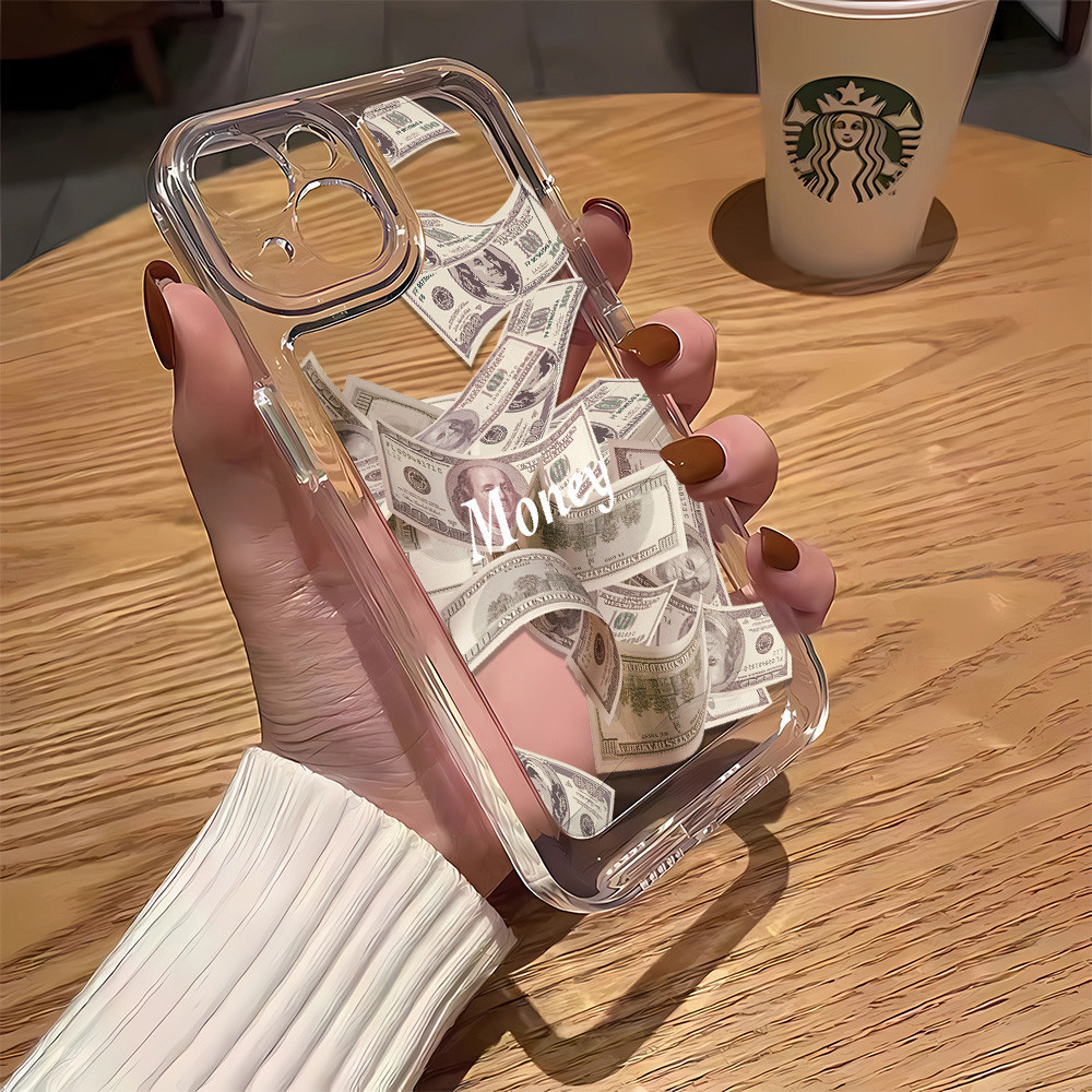 Tiền Giấy Trong Suốt Ốp Lưng Không Gian Iphone 16 11 13 14 7 8 Plus 12 13pro Max X Xs Max 7 8 Se 2020 Bìa Mềm