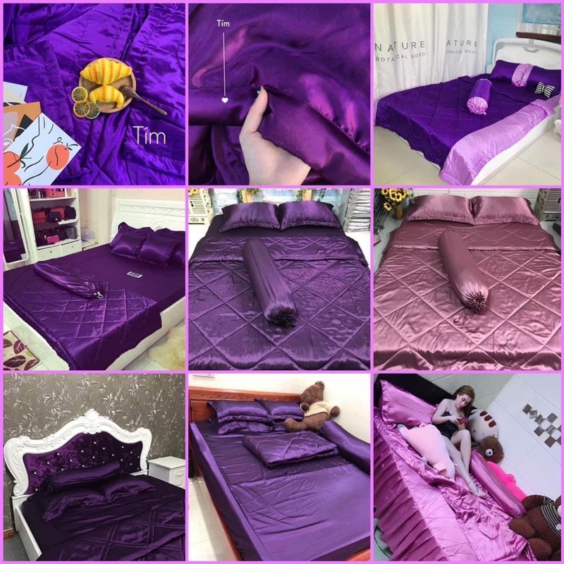 Bộ ga phi lụa hàng loại 1 - Nguyên bộ 4 món và 5 món giá tốt