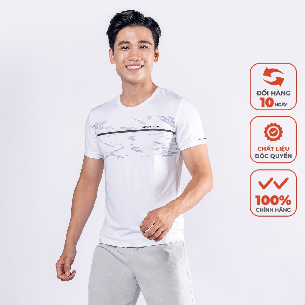 Áo T-shirt Nam Livan Sport FIT One Màu Trắng Co Giãn Thoáng Khí