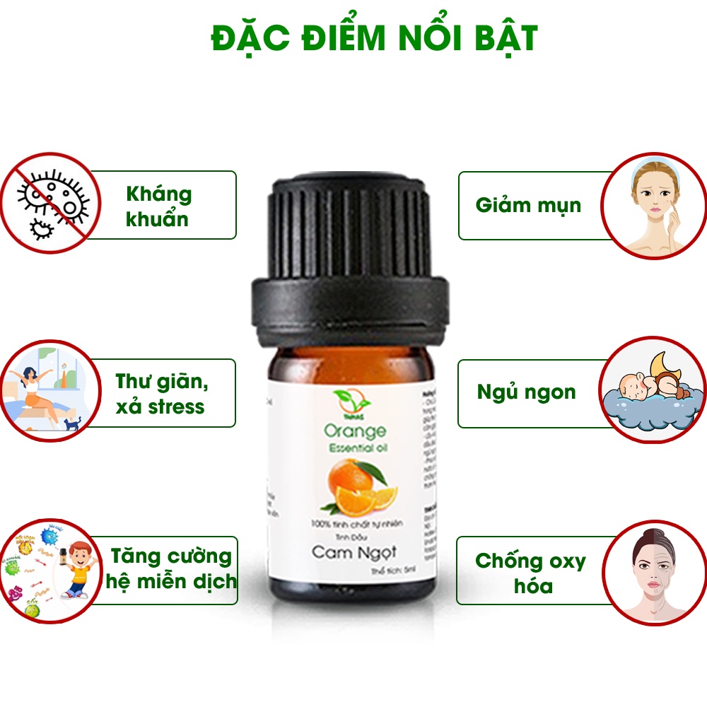 Ảnh Tinh dầu Cam Ngọt nguyên chất TAMAS, tinh dầu thơm phòng, khử mùi, thanh lọc không khí, giảm căng thẳng mệt mỏi 2