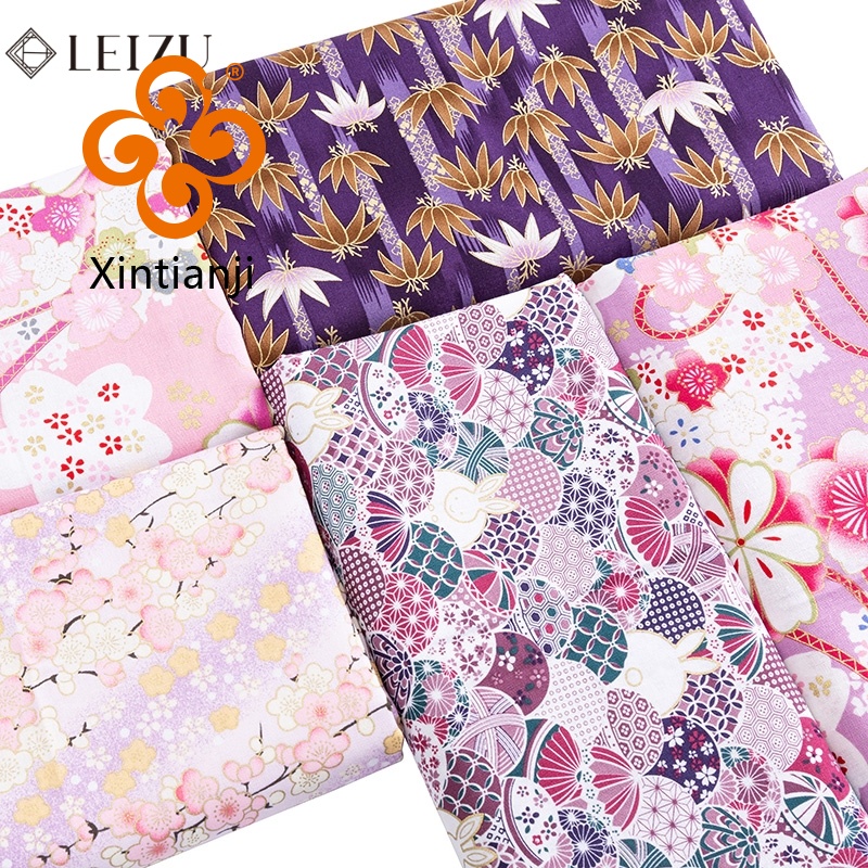 Vải cotton in hình phong cách Nhật Bản để may vá, váy DIY, TJ1023.