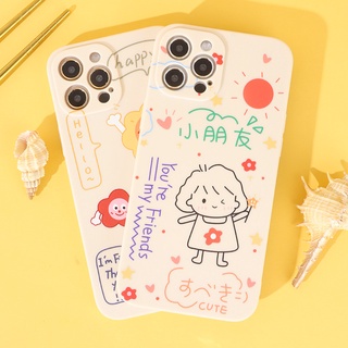Ốp lưng iphone cạnh vuông hình vẽ cute dành cho iphone 6 đến 16promax - E83