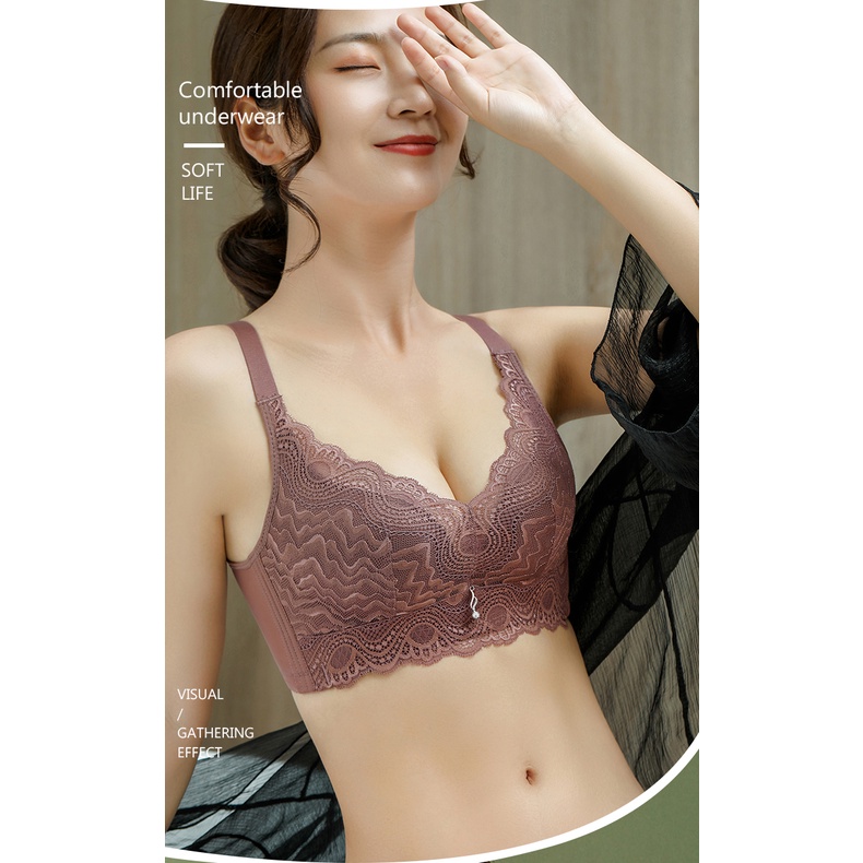 Áo Ngực 3/4 Cup Không Gọng Mềm Mại Thoáng Khí Có Thể Điều Chỉnh Phối Ren Quyến Rũ Cho Nữ