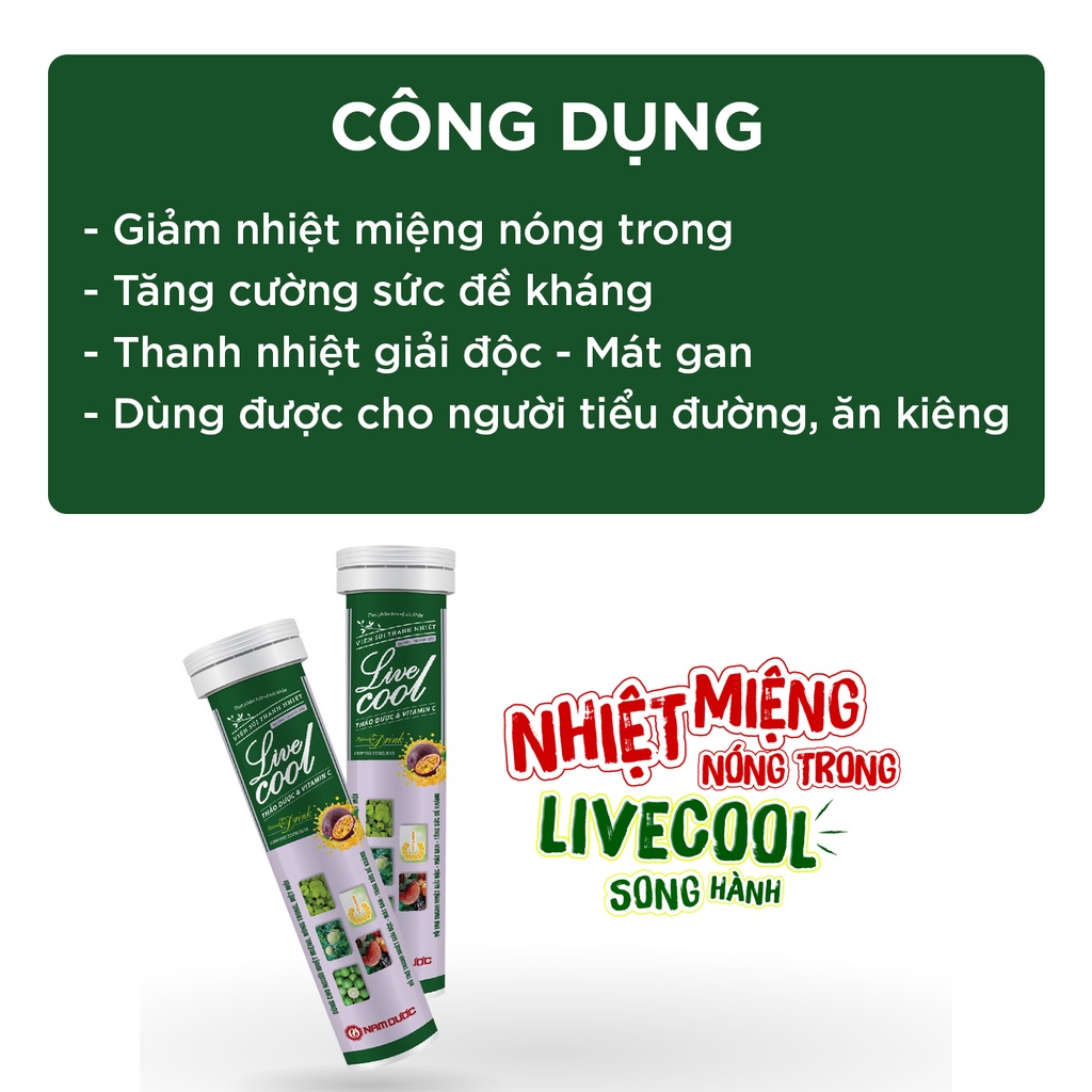 Ảnh Viên sủi thanh nhiệt Livecool Nam Dược hương chanh dây 16 viên x4g hỗ trợ giảm nhiệt miệng nóng trong, tăng sức đề kháng 3