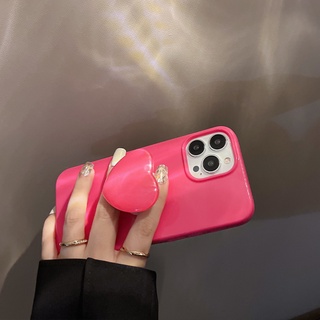 Ốp Điện Thoại Mềm Màu Trơn In Hình Trái Tim 3d Có Giá Đỡ Cho IPhone 13 13pro 13mini 12 11 Pro Max IX XR SE2 I8 Plus