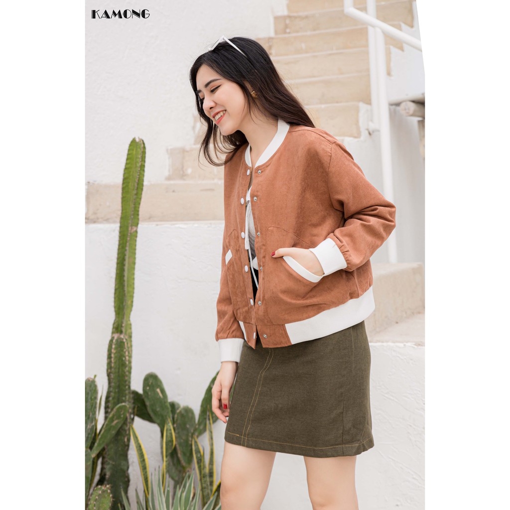 Ảnh Áo khoác bomber nhung 2 lớp KAMONG A019 4