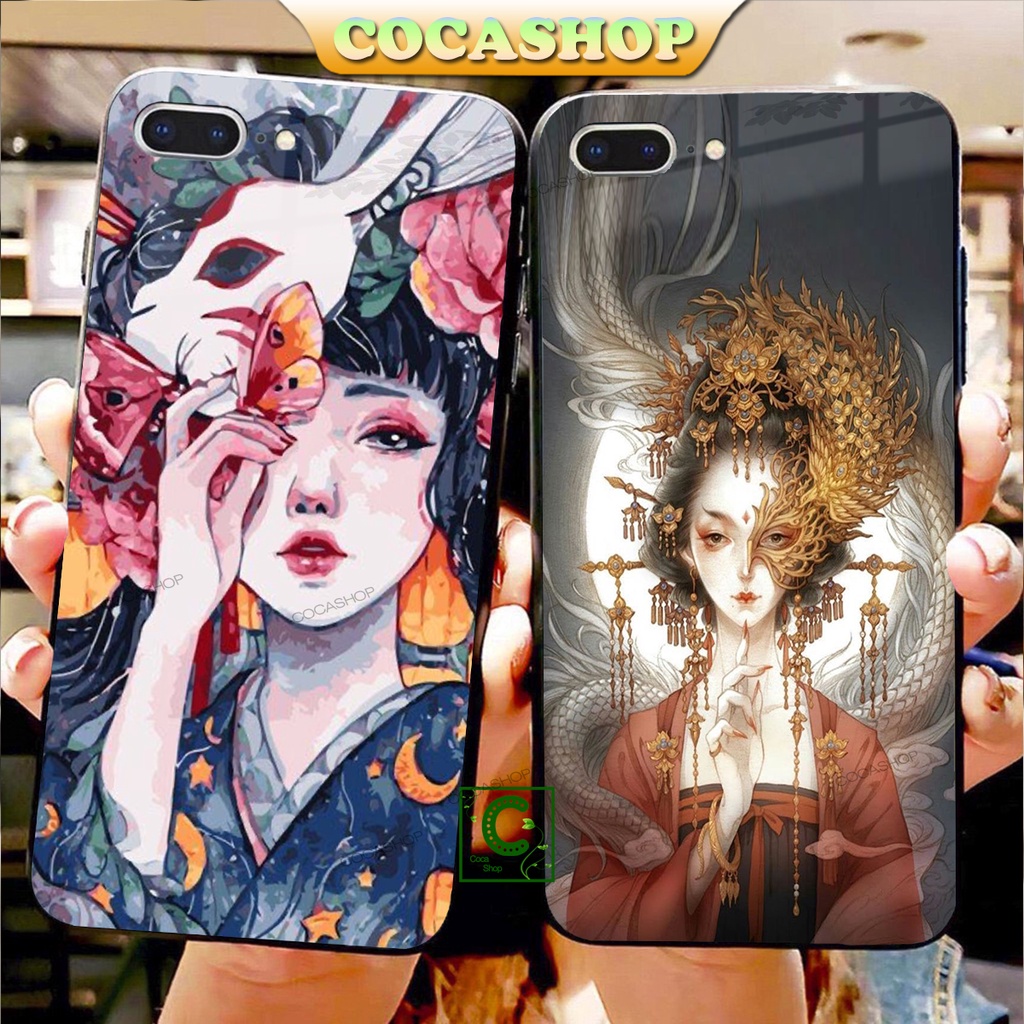 Ốp iPhone Mặt Kính Nano Dẻo - Cô Gái Mang Vẻ Đẹp Trừu Tượng