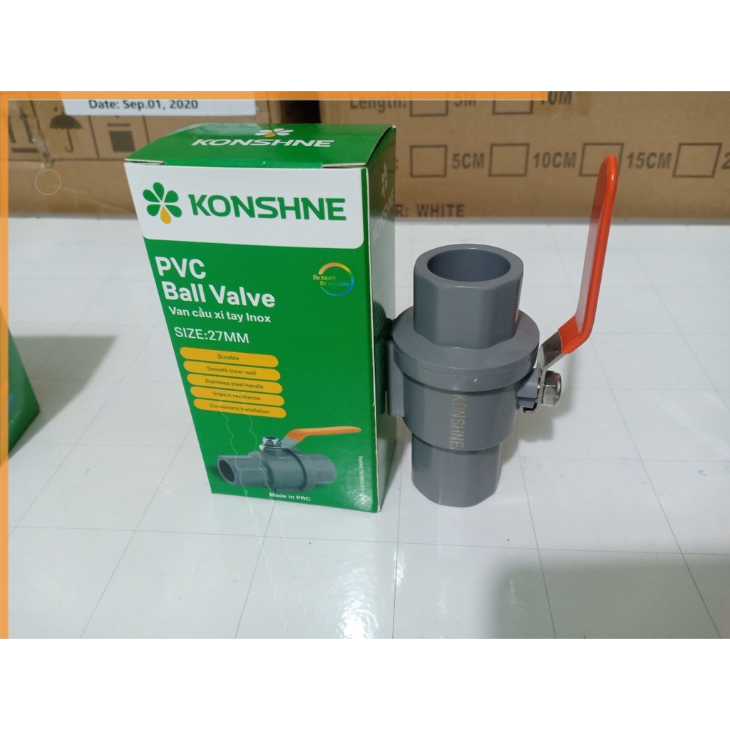 Van Ống Nước Nhựa phi 21 Tay Gạt Bi Inox