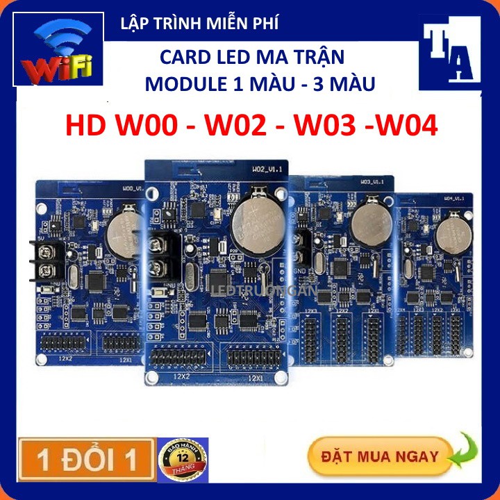 Card led ma trận HD W0, mạch diều khiển led ma trận 1 màu - 3 màu ...