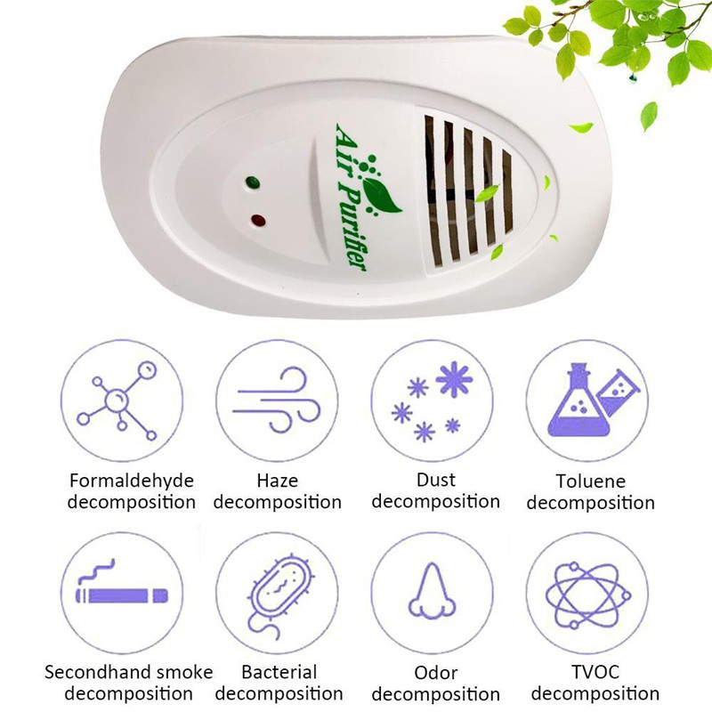 Máy lọc không khí Mini có thể cắm được Phòng nhỏ Làm mát không khí treo tường Giảm mùi hôi từ thú cưng, Ion âm cho văn phòng tại nhà phích cắm US