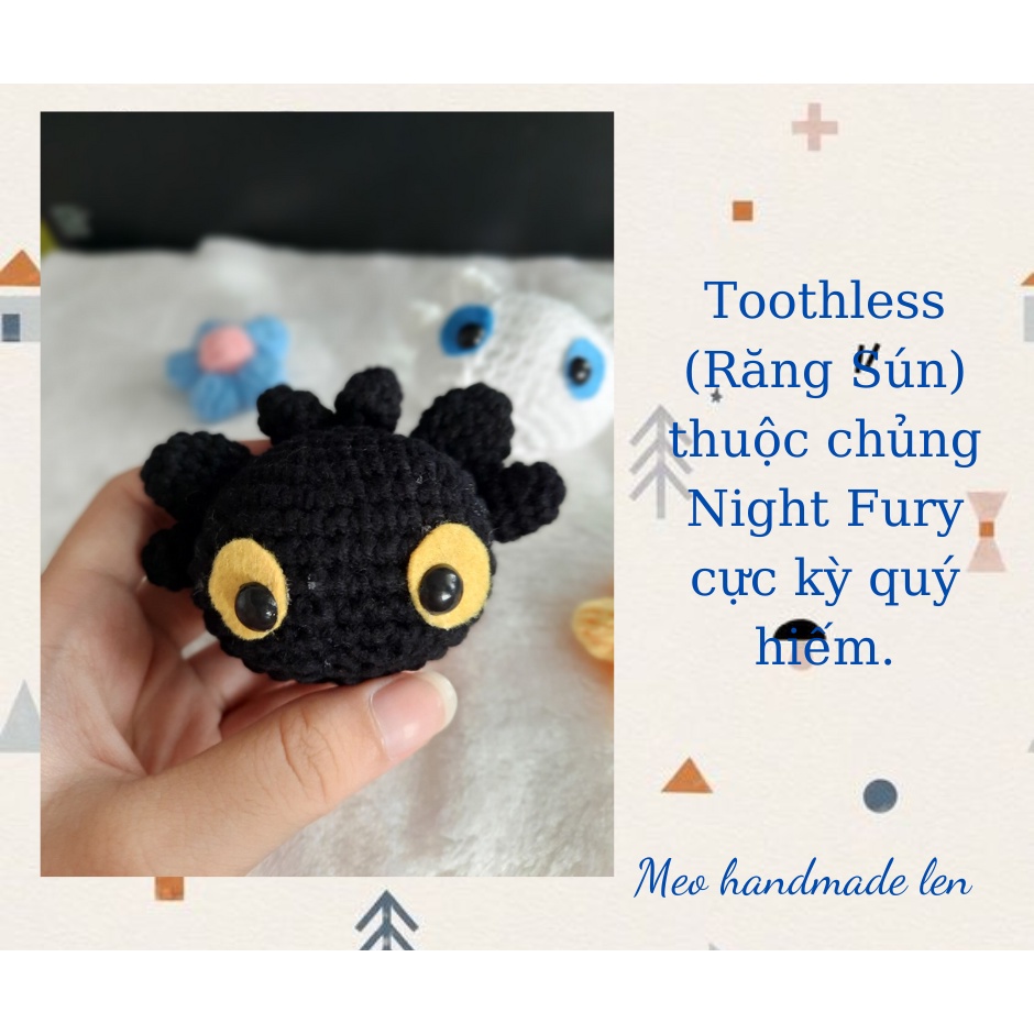 [có sẵn] Móc khóa Rồng - Bí kiếp luyện rồng - Răng sún - Handmade len - Amigurumi (có chuông)