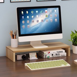 Kệ gỗ để màn hình máy tính và laptop đa năng gỗ thông tự nhiên kích thước 40x20x8 cm