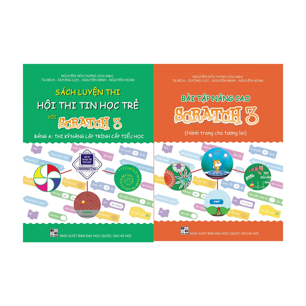 Combo 2 sách Bài tập nâng cao và Luyện thi tin học trẻ cấp Tiểu học với Scratch 3