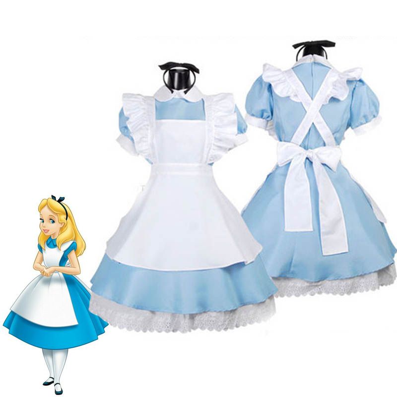 Trang phục Cosplay Alice với thiết kế màu xanh nhạt và trắng