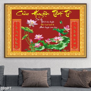 Tranh Dán Tường 3D Cửu Huyền Thất Tổ Vải Lụa 3D Cao Cấp