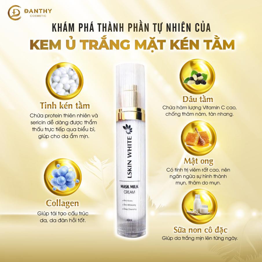(Đã bán 1,1k) Ủ Trắng Da Kén Tằm LSKIN WHITE