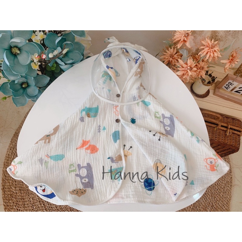 Áo Choàng 2 Lớp 2 Mặt Xô Hàn Muslin Cho Bé Kèm Tấm Chắn Giọt Bắn Tiện Lợi Mềm Mịn Liena'S Closet