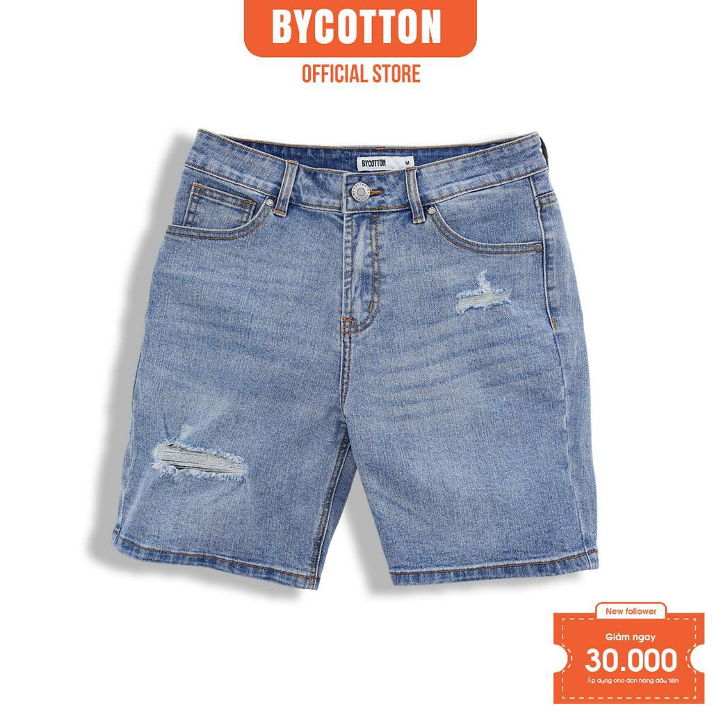 [Mã BYCO300T8 giảm 30% đơn 0K] Quần Short Jeans Nam BY COTTON Light Blue 02
