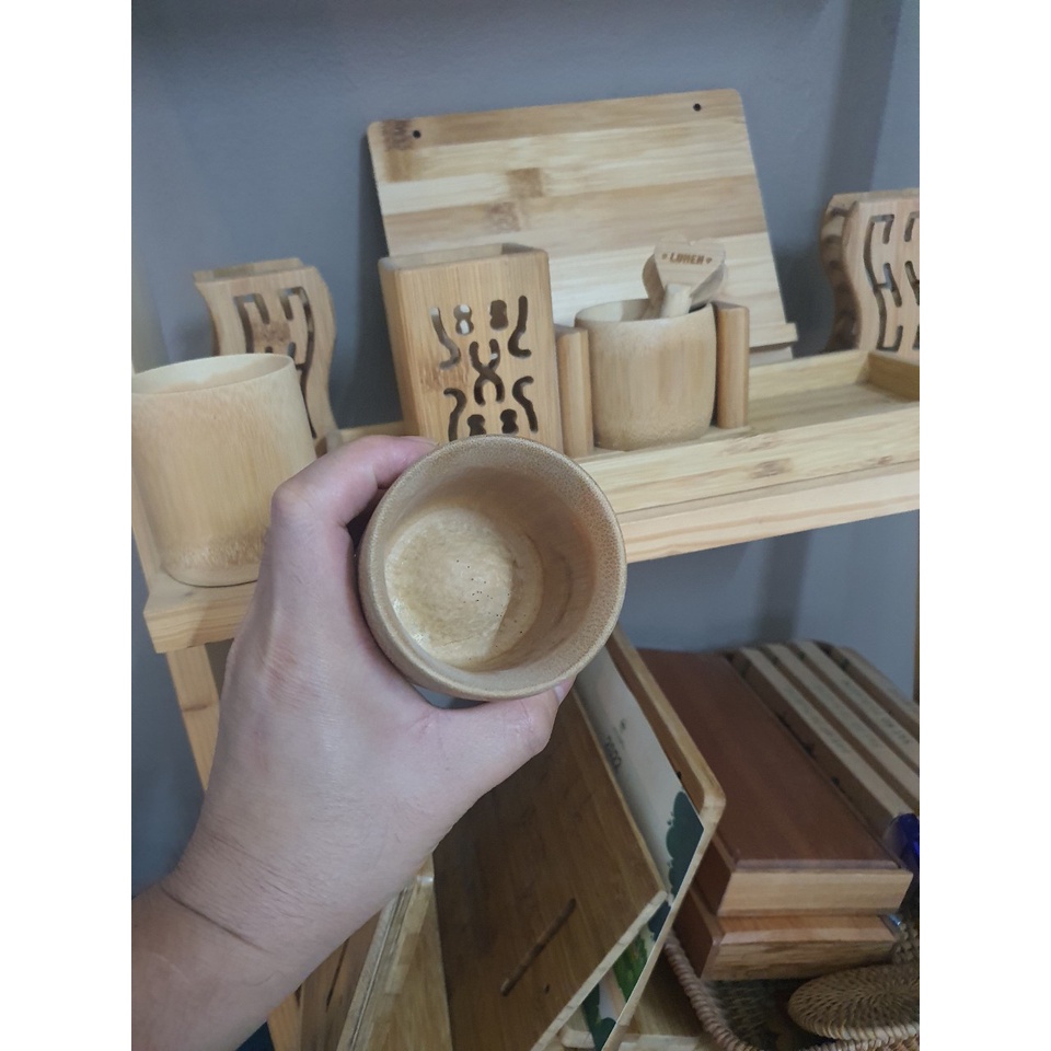 Ảnh Cốc Tre có logo khắc lỗi, Cốc uống Trà, Coffee, Decor trang trí bàn làm việc 3