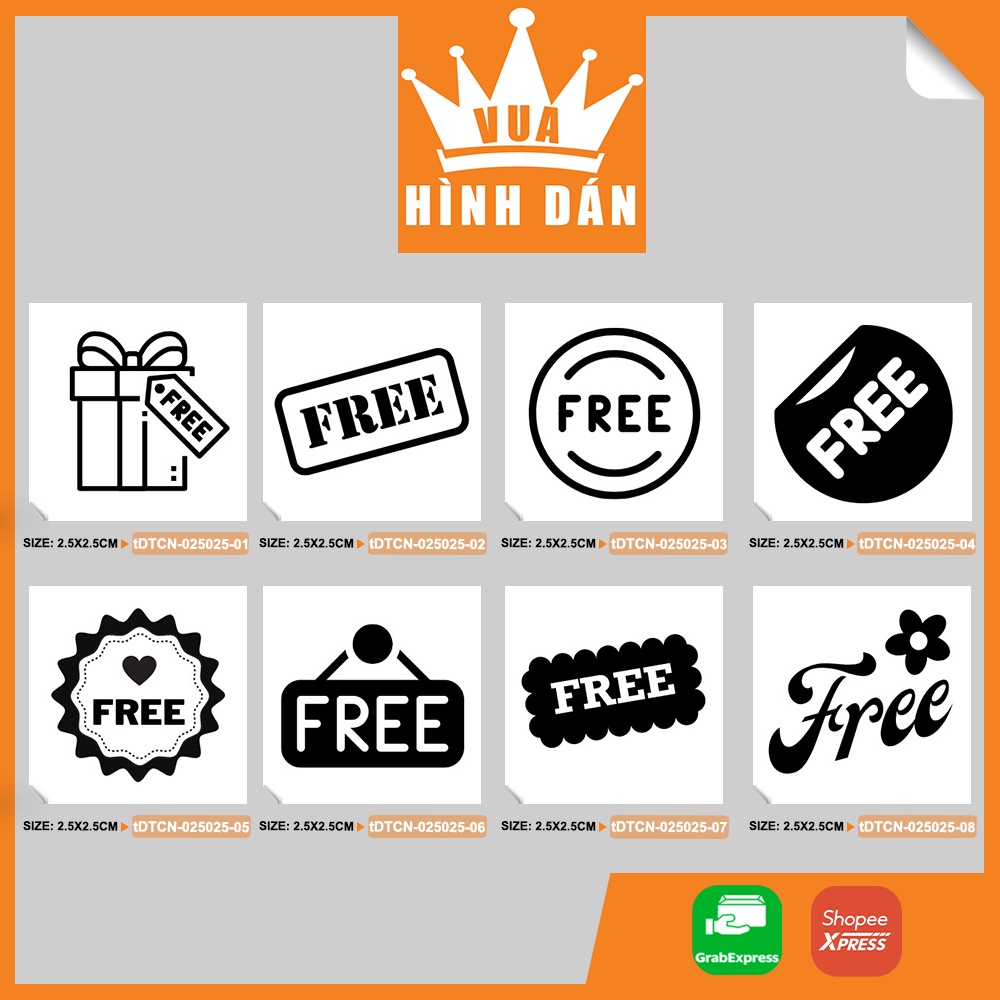 Set 100/200 sticker FREE (2.5x2.5cm) tem MIỄN PHÍ dán lên túi hộp sản ...