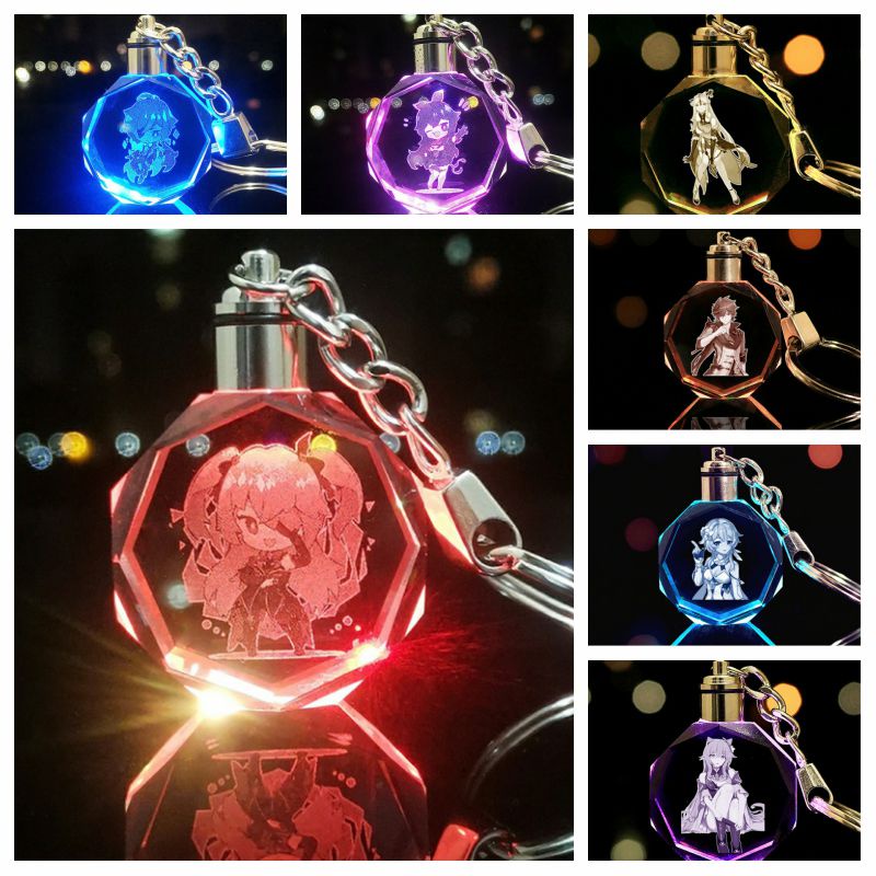 Móc Khóa Gắn Đèn LED Pha Lê Nhiều Màu Sắc