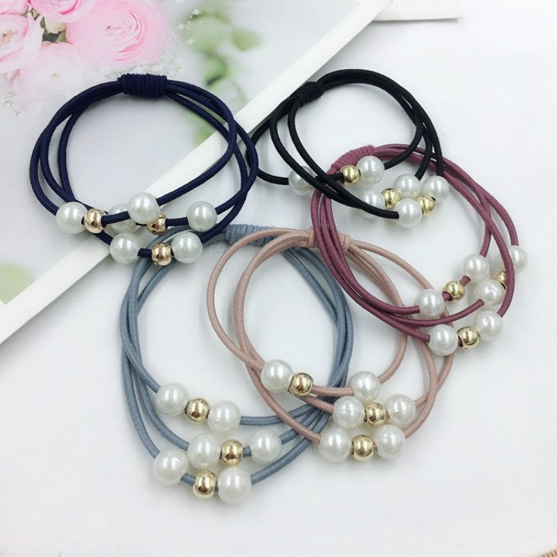 Dây buộc tóc ngọc trai Hàn Quốc Dây buộc tóc ba trong một đàn hồi cao Dây buộc tóc đơn giản