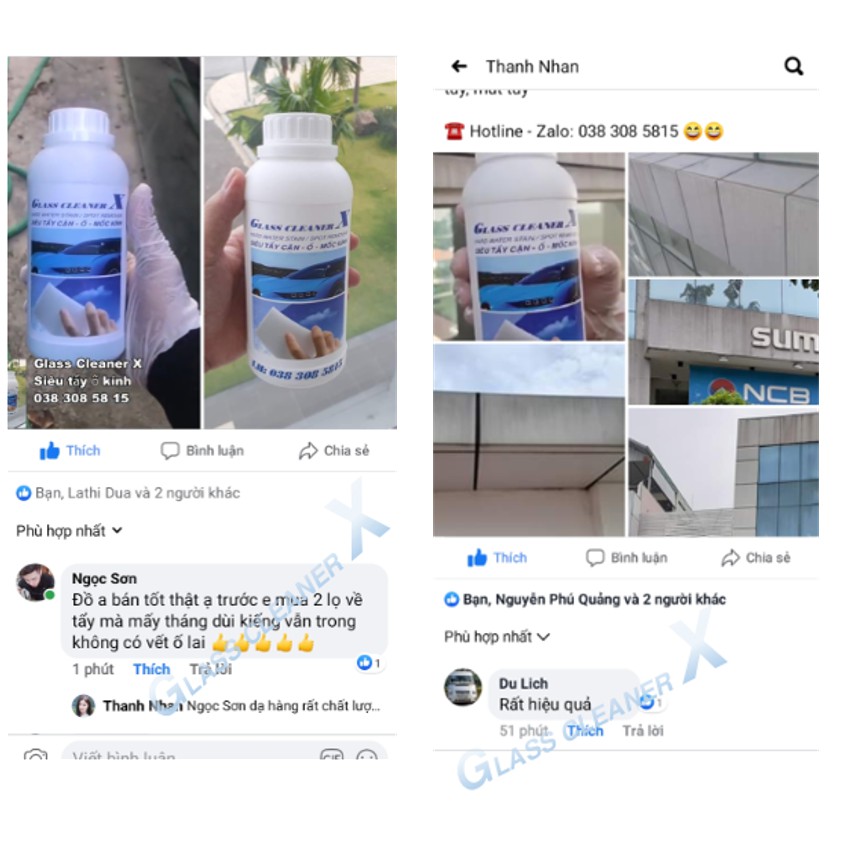 Dung dịch tấy ố mốc kính - Glass Cleaner X 500ML
