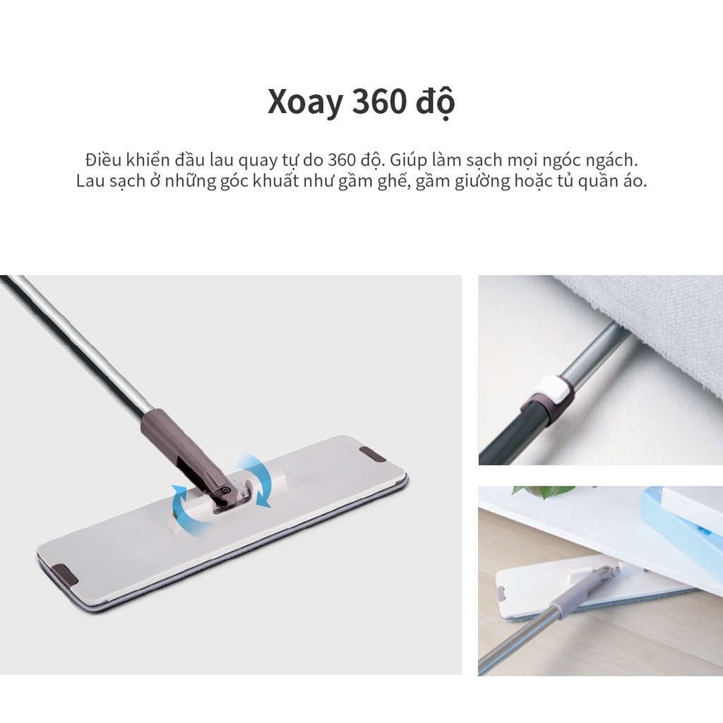 Bộ cây lau nhà LocknLock Squeeze Flat Mop ETM471 , cây lau nhẹ, dễ dàng vắt nước, làm sạch - K-MALL