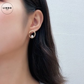 [T0201] Khuyên tai/bông tai nữ vàng tròn LINDO