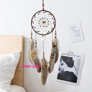 Dreamcatcher treo tường handmade, vòng bắt giấc mơ tua rua lông vũ treo trang trí độc đáo Pinky Shop mã DRD46