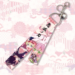 YT4 DEMON SLAYER Móc Khóa Ruy Băng Có Chuông Anime Móc Khóa Túi Pandant Tanjirou Nezuko Zenitsu Móc Chìa Khóa Hai Mặt