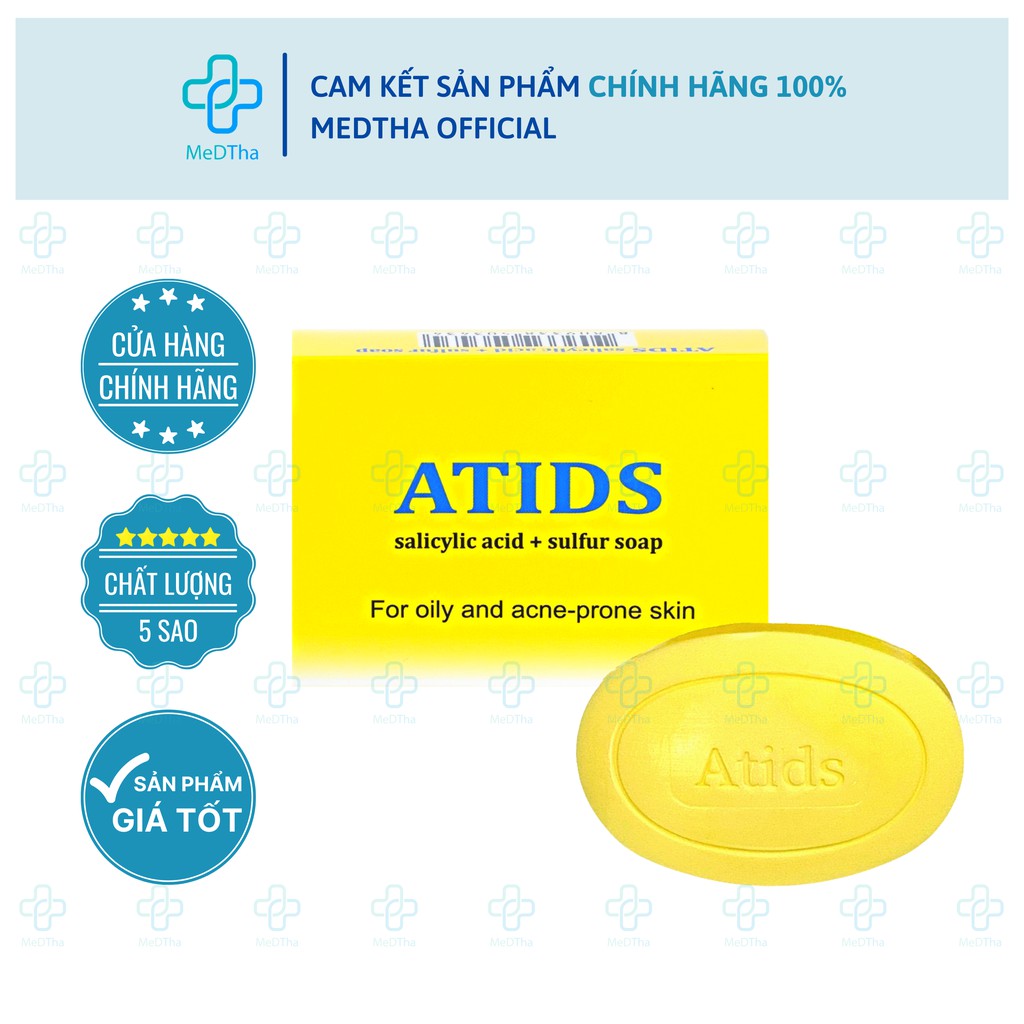Xà phòng tắm giảm mụn lưng ATIDS - Giúp làm sạch da, tẩy tế bào chết, tẩy nhờn da (Bánh 80g)