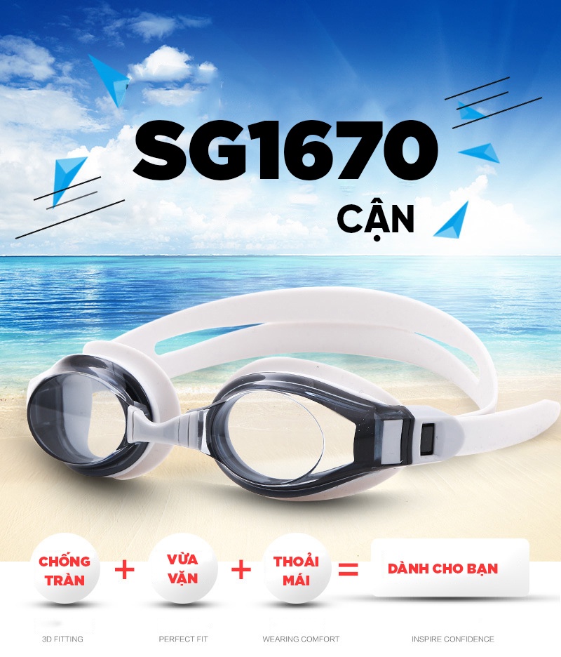 Mô tả Kính Bơi Cận Từ 2 Đến 7 Độ Kính Bơi Người Cận Dây Đeo Êm Ái Chống UV Chông Sương Thời Trang Cleacco SG1670 Boro Sport - 3