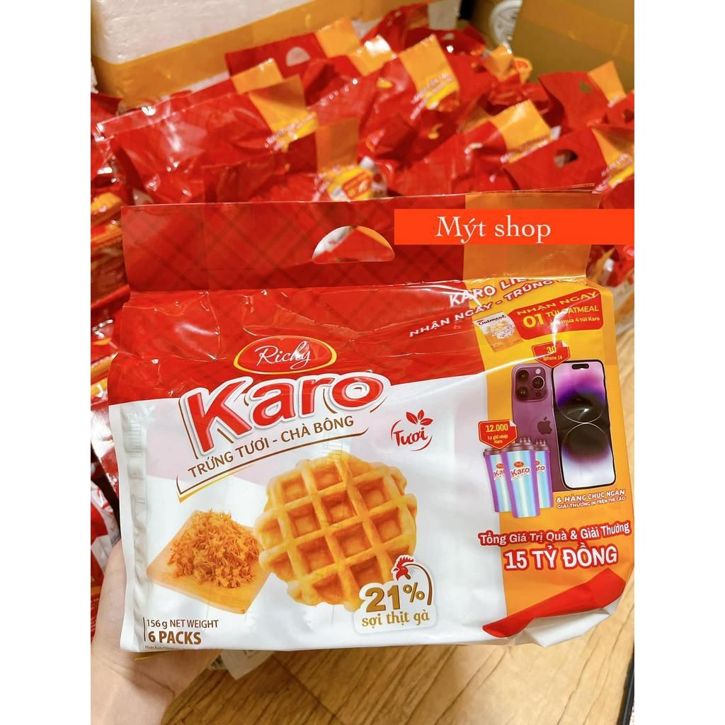 Bánh Karo Richy trứng tươi chà bông 156g (6 gói x 26g) Date mới, bánh ...