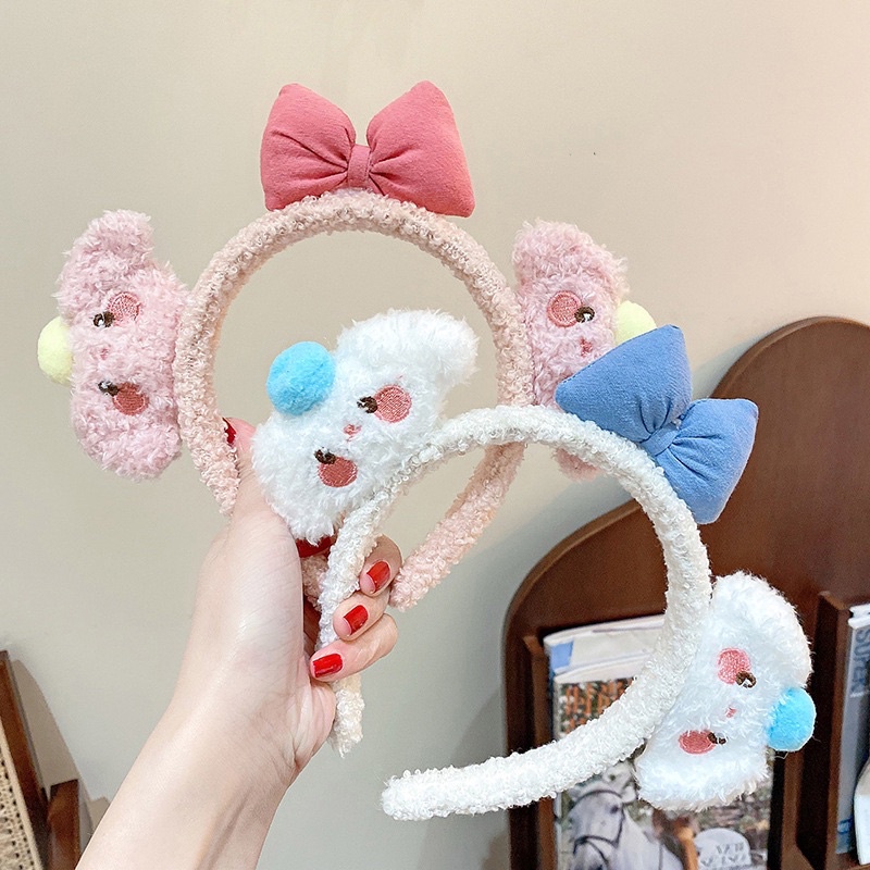 Cài tóc bờm tóc chó tai cụp lông xù nơ (3 màu) | Shopee Việt Nam
