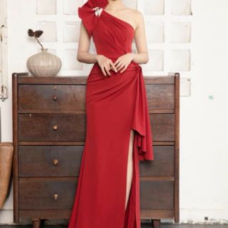 Đầm dạ hội lệch vai nơ cao cấp kèm ảnh thật (đầm dự tiệc cao cấp) tặng hoa tai cute TẶNG KÈM HOA TAI THỜI TRANG